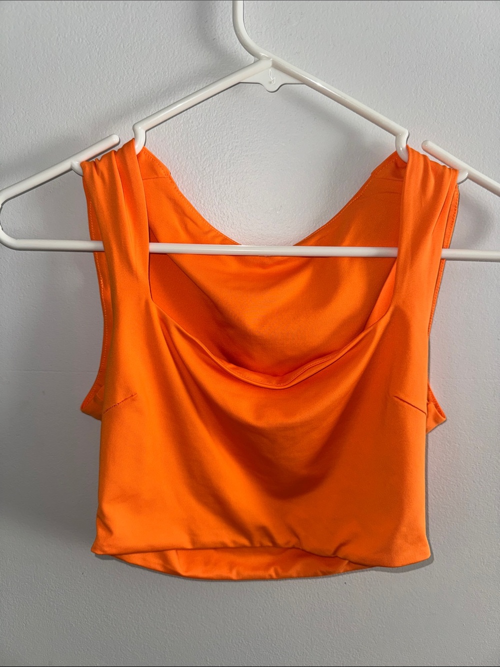 Women's Orange Draped Cowl Neck Tank Top